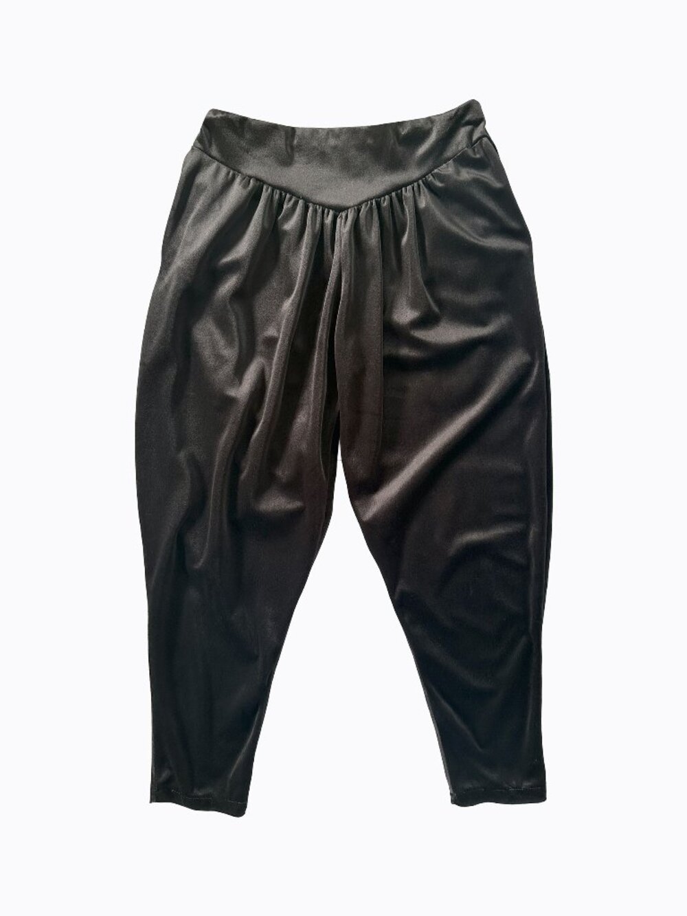 Vtg Yassi Black Velvet Harem Pants S Balloon Pleated Drop Waist USA Whimsigoth